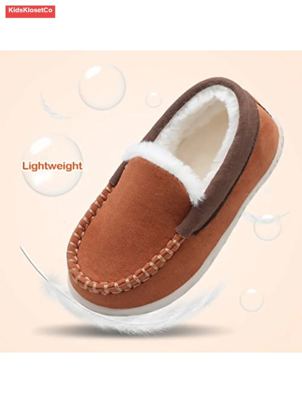 Kids Toddler Suede Mocc with Faux Fur Lining Non-Slip